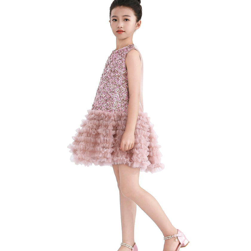 Pink Sequin & Tulle Party Dress
