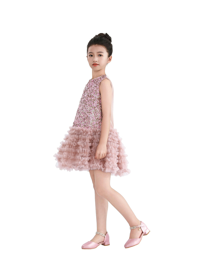 Pink Sequin & Tulle Party Dress