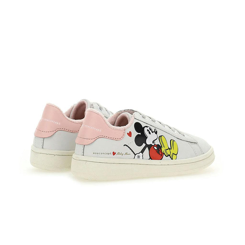 White Mickey Tab Laced Sneakers