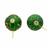 Kurt Adler 80MM Gold and Emerald Green Embellish Ball Ornaments, 6 Piece Set