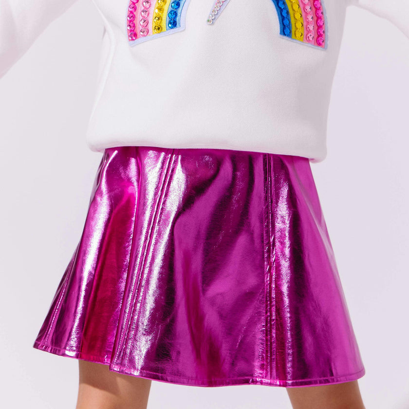 Hot Pink Metallic Leather Skirt
