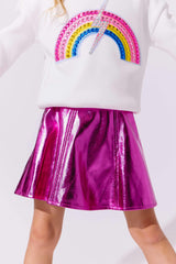 Hot Pink Metallic Leather Skirt