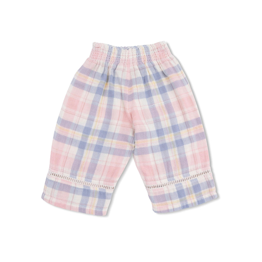 Dusty Plaid - Smocked Blouse and Pant Set