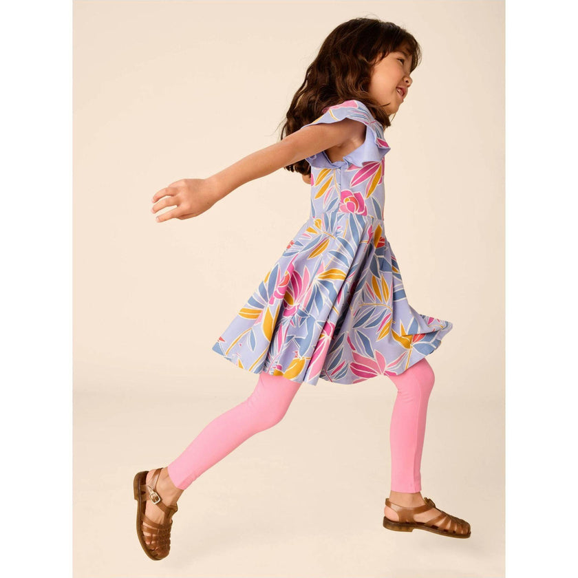 Flutter Sleeve Twirl Dress, Blue