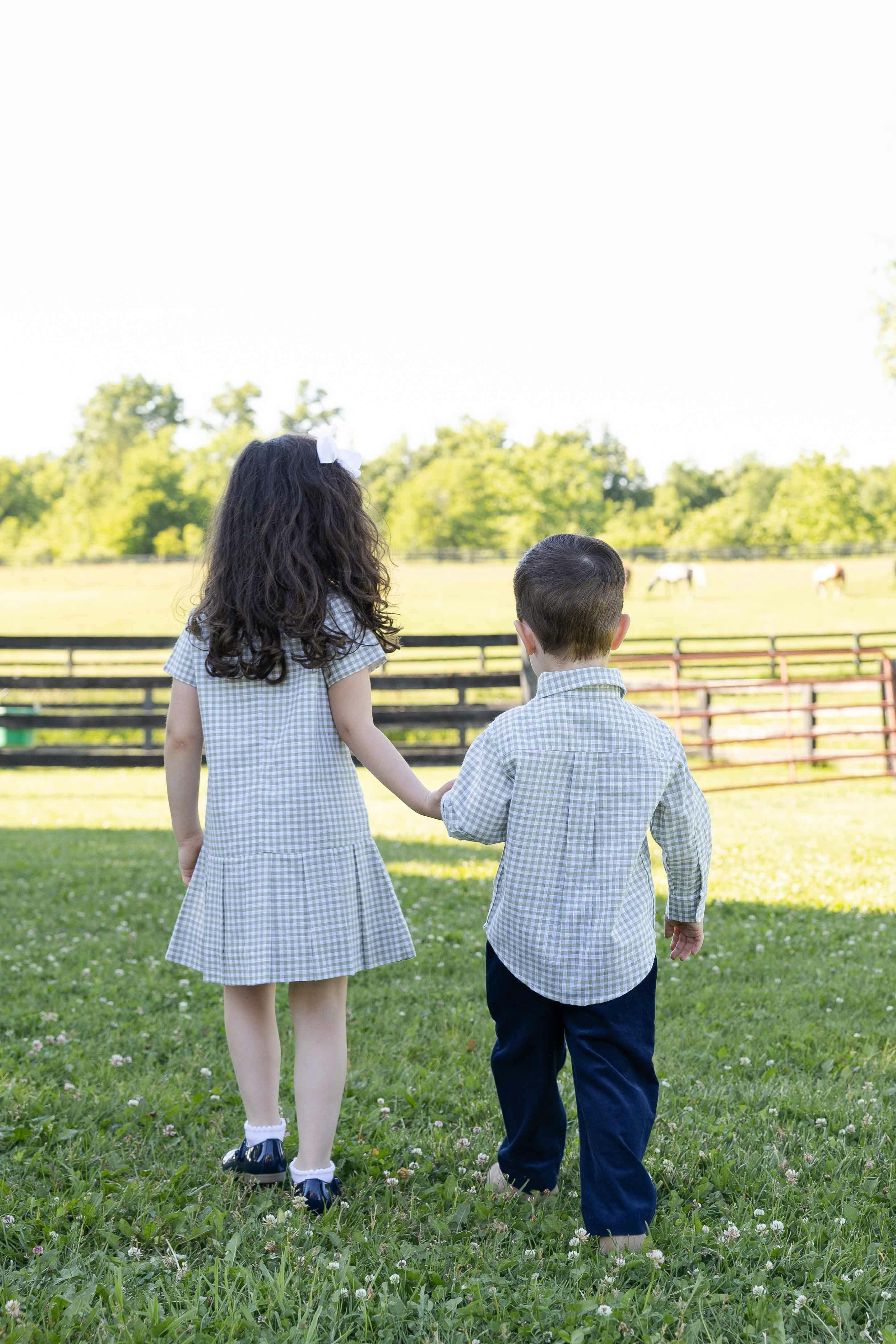 Check Dress with Pleated Skirt And Bows