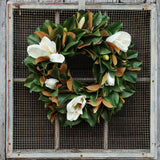 Classic Real Touch White Magnolia All Seasons Front Door Wreath  24"