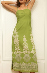 Carlie Green Ivory Lace Floral Midi Dress