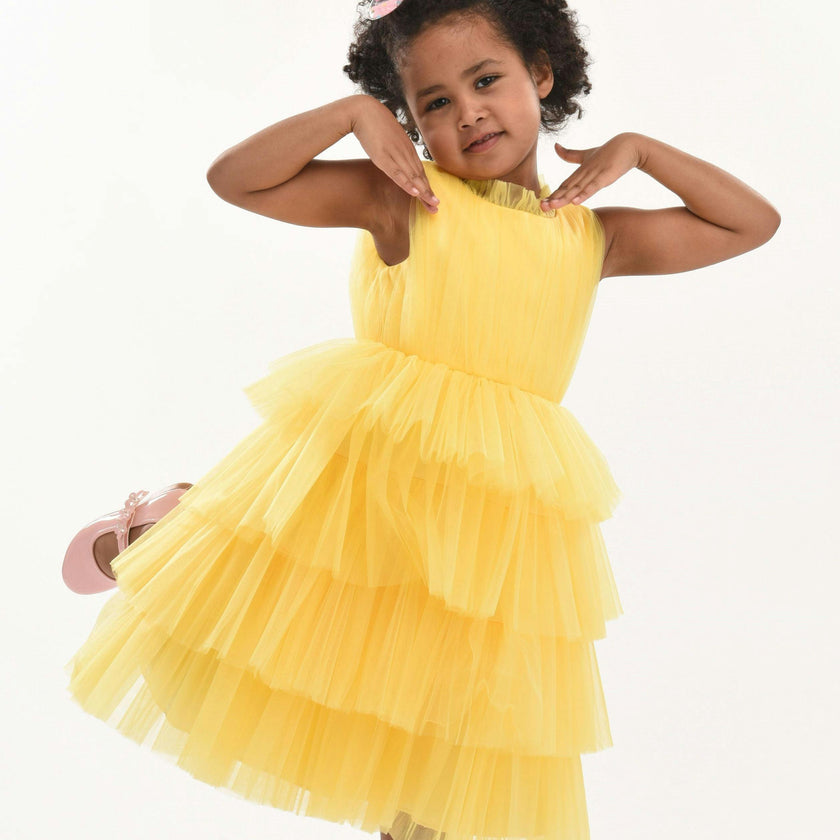 Yellow Farvue Tiered Tulle Dress