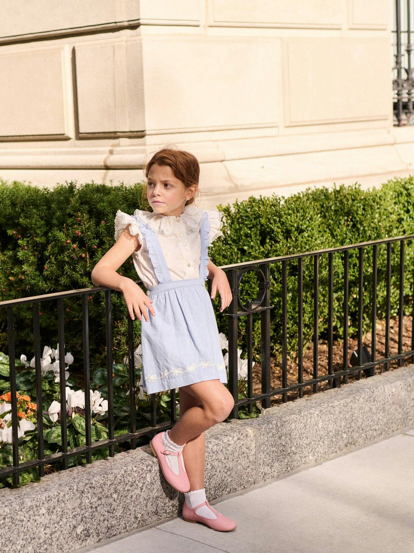Nicky Hilton x La Coqueta Blue Whitney Girl Pinafore Skirt