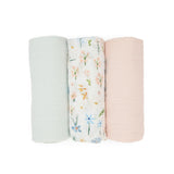 Cotton Muslin Swaddle Blanket 3 Pack - Pastel Petals