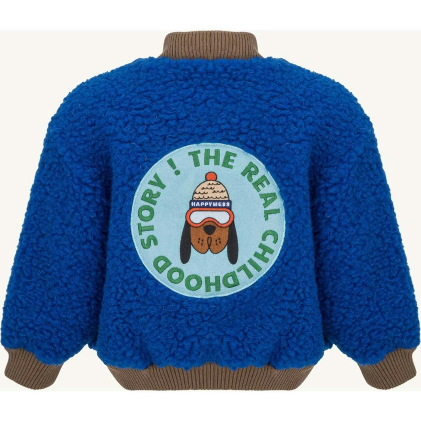 children's merino wool bomber jacket - cobalt