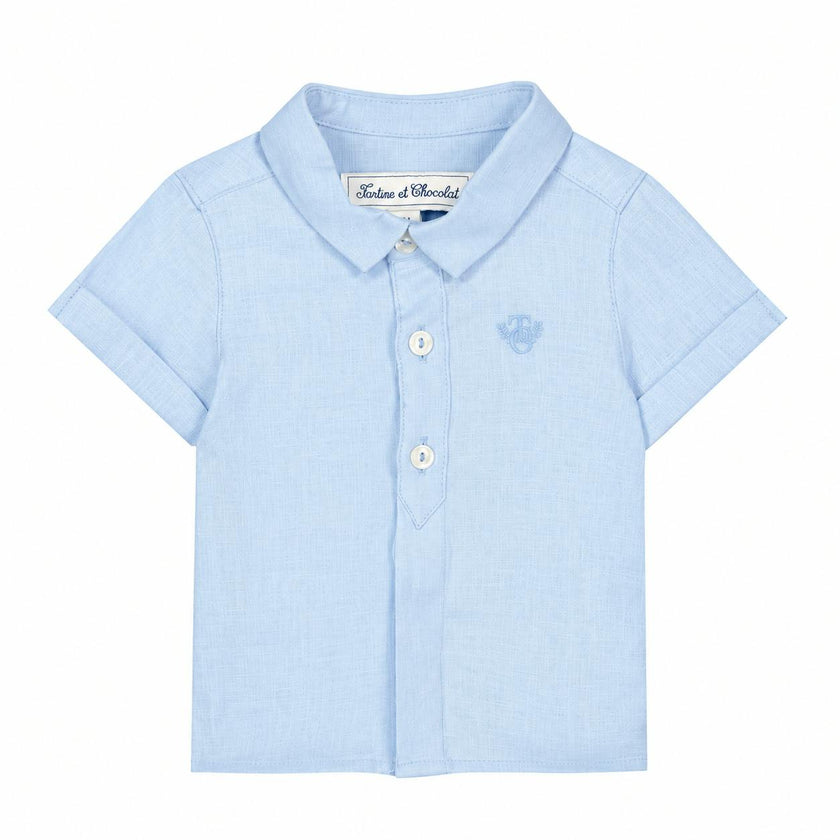 TARTINE ET CHOCOLAT Short Sleeve Baby Chemise - Nuage