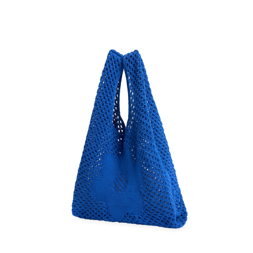 organic cotton crochete bag - indigo flower