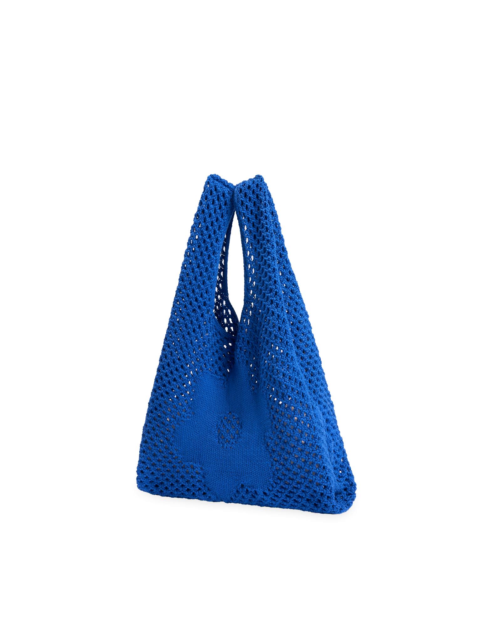 organic cotton crochete bag - indigo flower