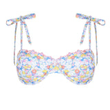 women's jasmine blossom cup bikini top with tie straps
