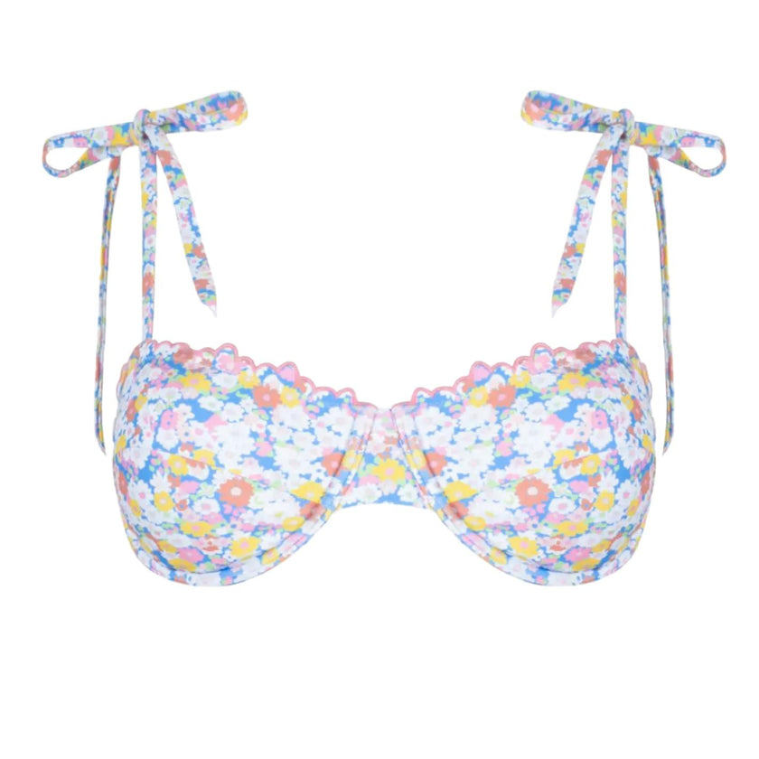 women's jasmine blossom cup bikini top with tie straps