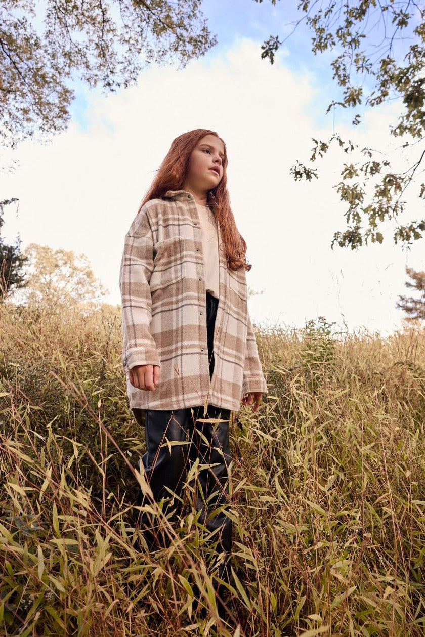 Elongated Oversized Plaid Shirt Jacket