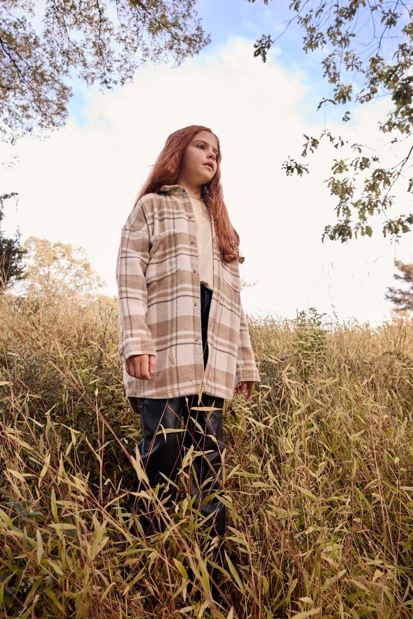 Elongated Oversized Plaid Shirt Jacket