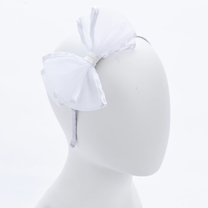 White Sheer Bow Headband