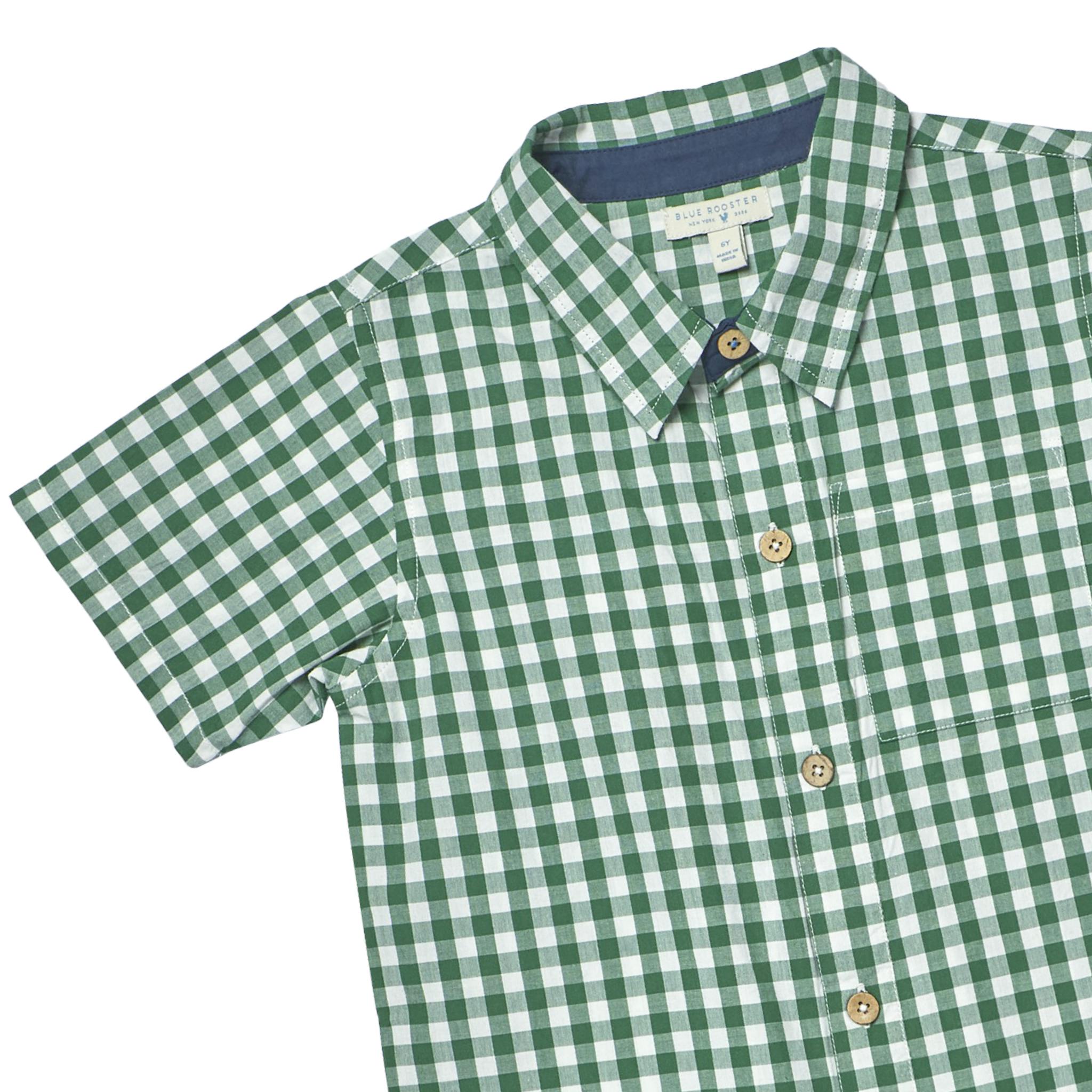 Boys Jack Shirt - Green White Check