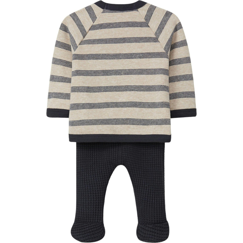 Striped Long Sleeve Kimono and Footie Set