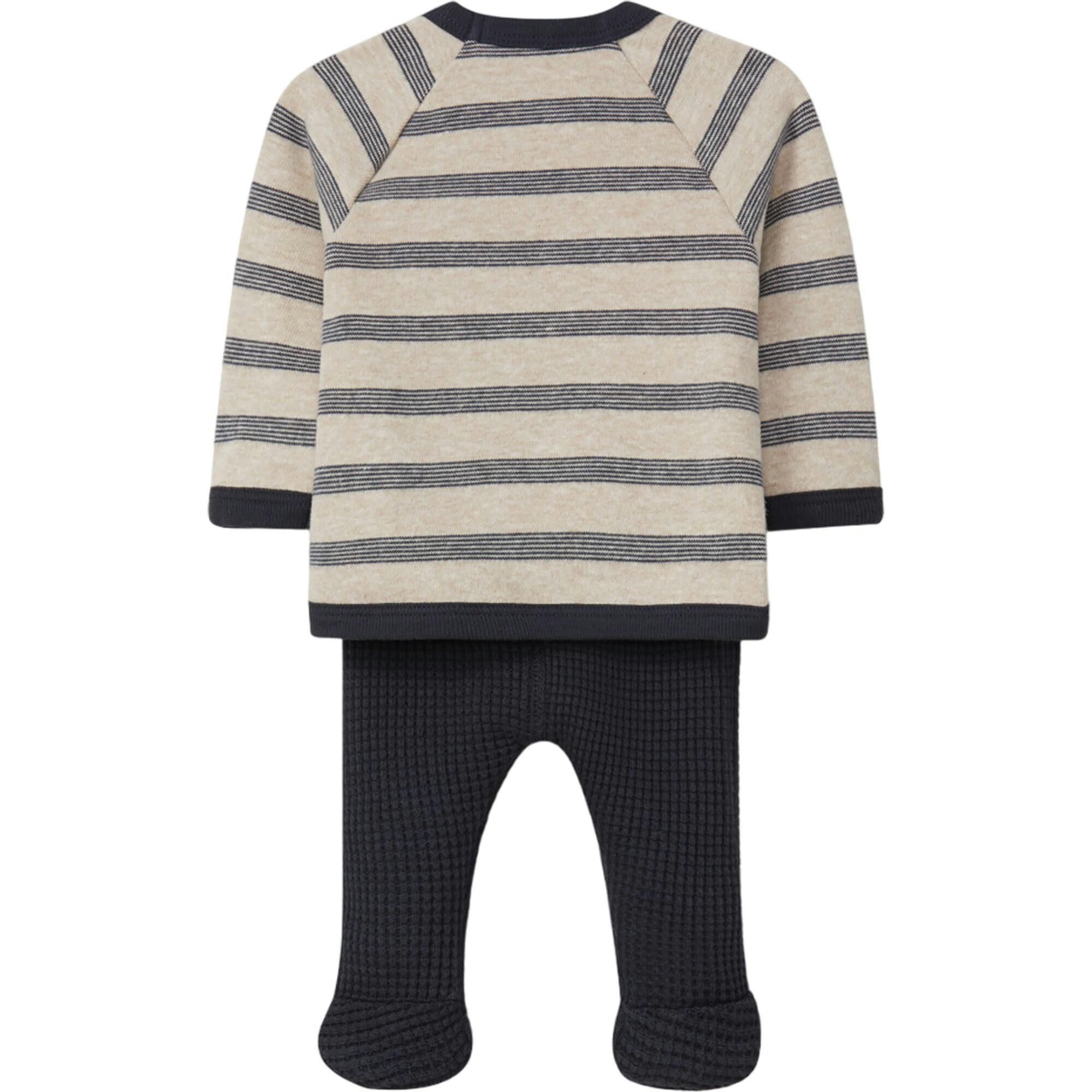 Striped Long Sleeve Kimono and Footie Set