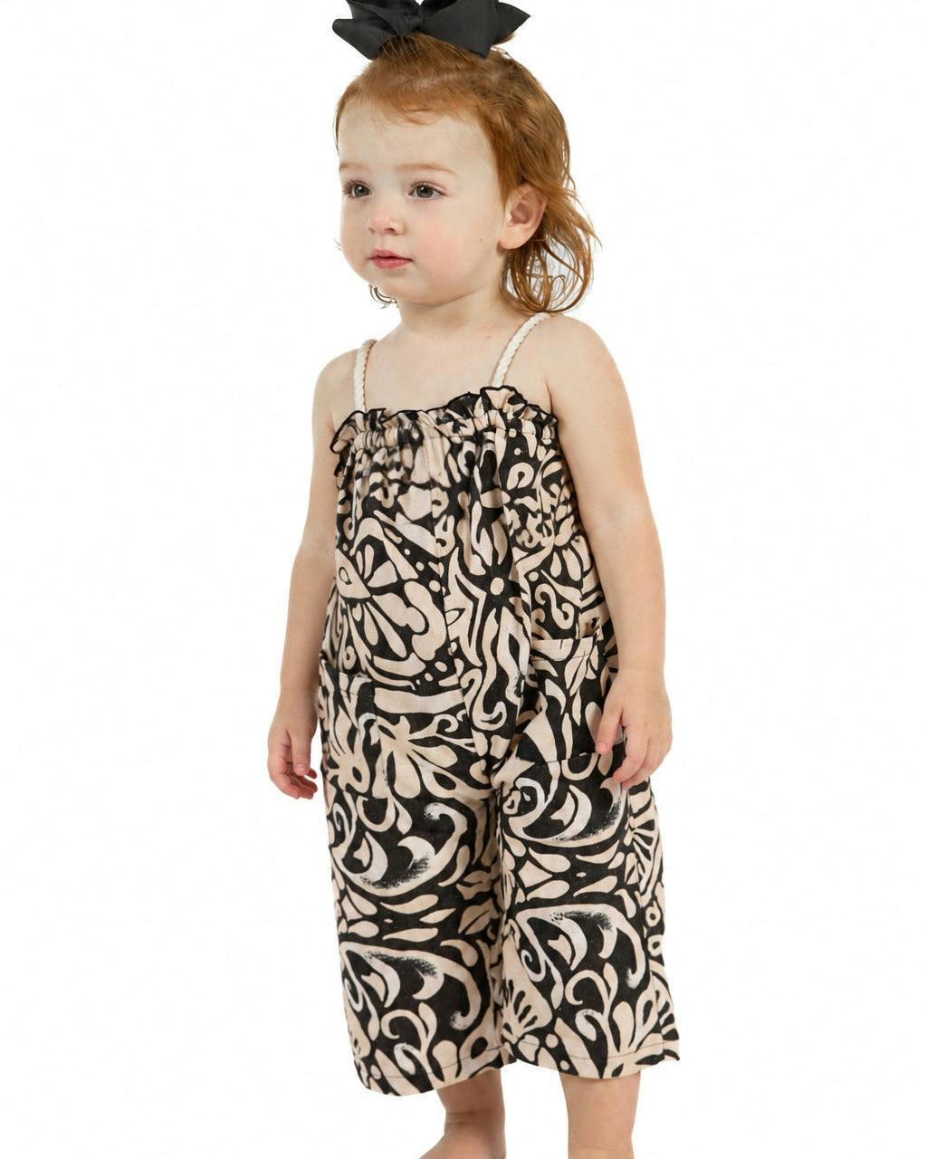 The Mallorca - Linen Girls Jumpsuit with Rope Straps