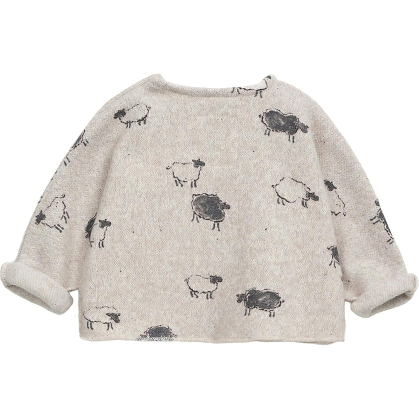 Graphic Print Crew Neck Long Sleeve 2-Button Shoulder Sweatshirt