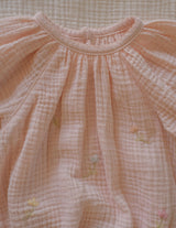 Gauze Romper in Embroidered Flowers