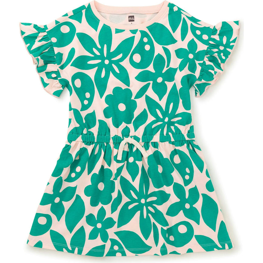 Tie Waist Short Flutter Sleeve Dress, Multi