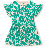 Tie Waist Short Flutter Sleeve Dress, Multi