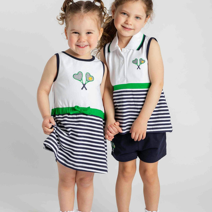 Stripe Knit Dress with Tennis Rackets