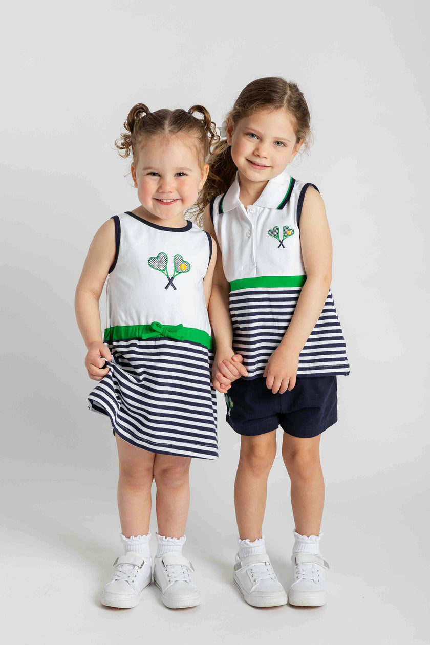 Knit Short Set with Tennis Rackets