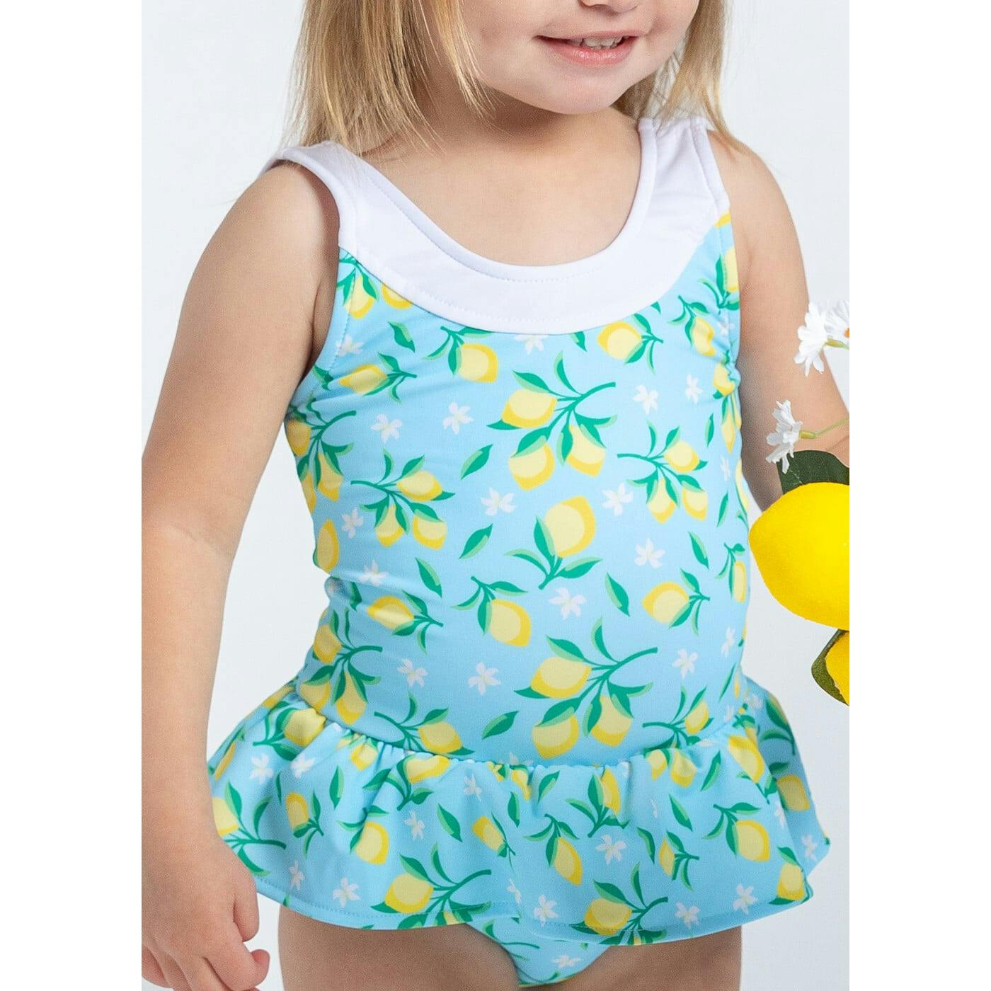 Lemon Print Skirted Swimsuit