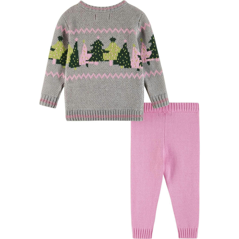 Infant Grey Chenille Sweater w/Tree Graphic & Sweater Knit Pant Set