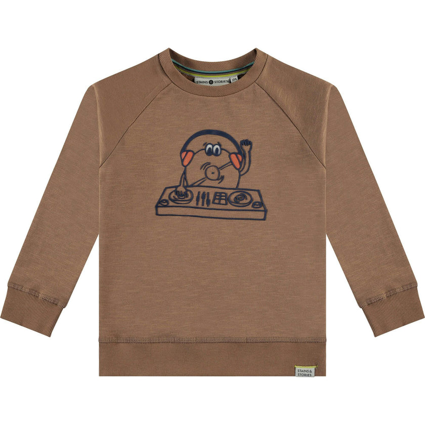 DJ Vinyl Character Crew Neck Pullover Sweatshirt