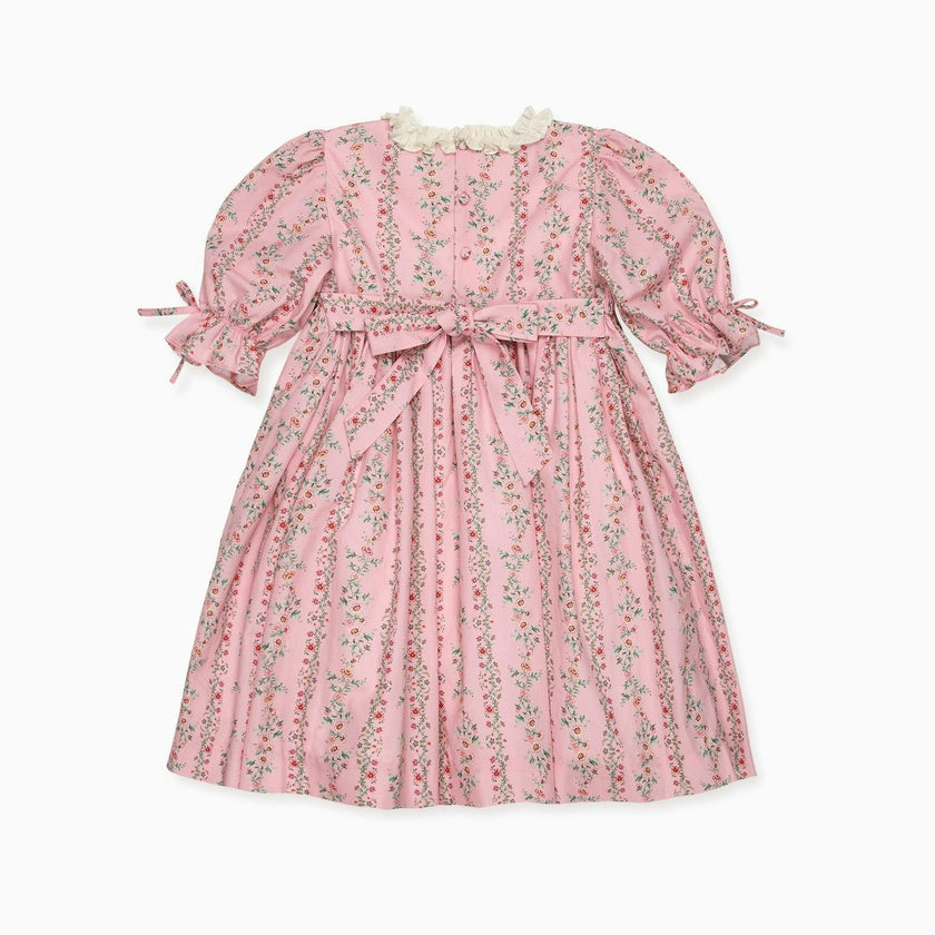 Pink Garland Floral Penelope Girl Hand-Smocked Dress