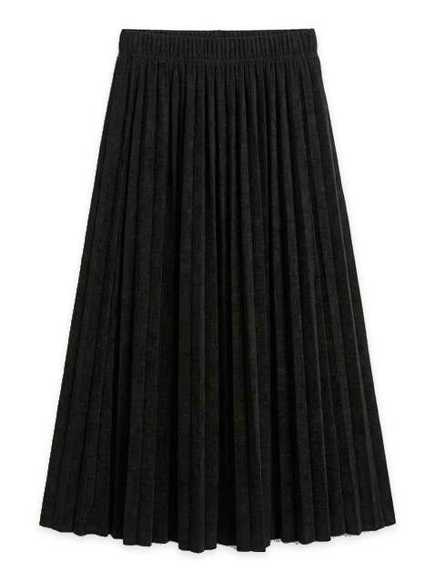 Midi Length Crinkle Pleating Skirt
