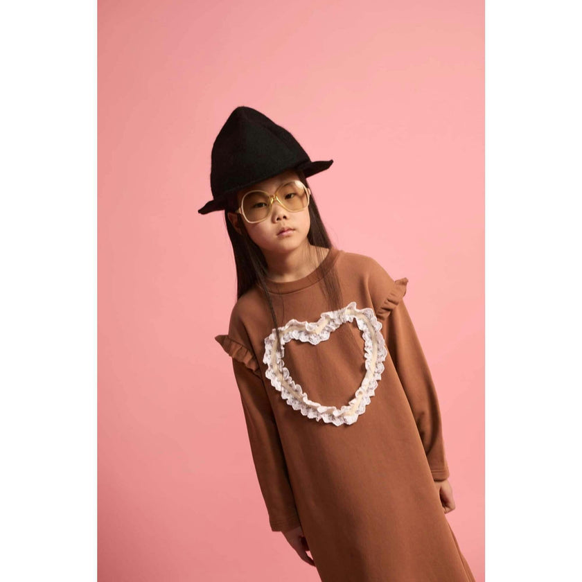Lace Heart Dress Dark Brown
