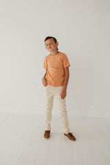 Boys Short Sleeve Pocket Shirt in Dusty Orange