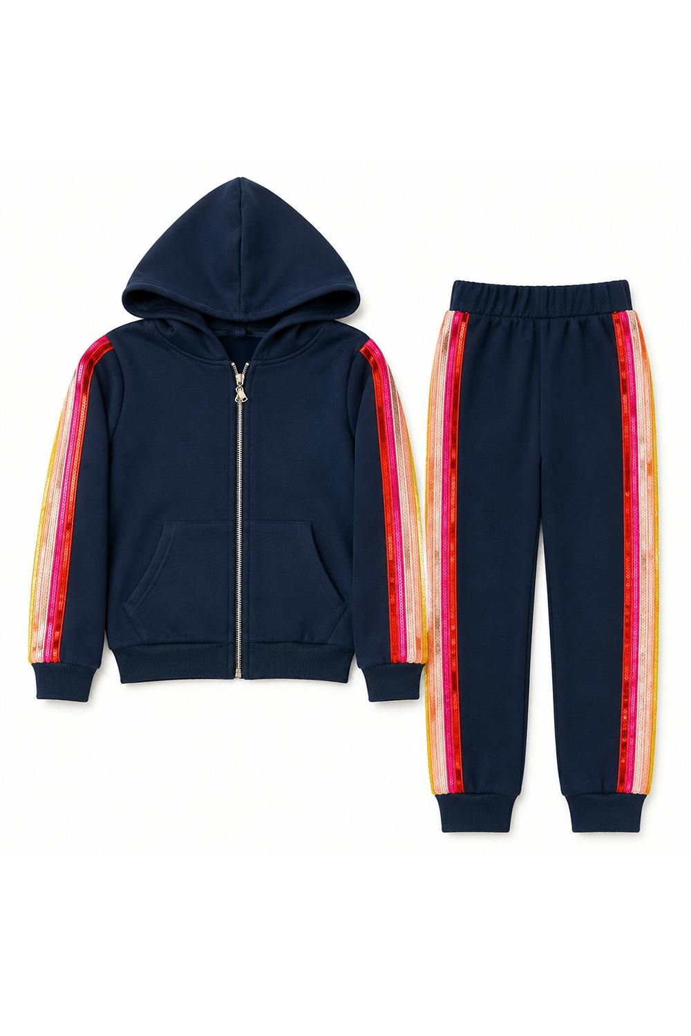 Navy Sequin Hoodie Trackset
