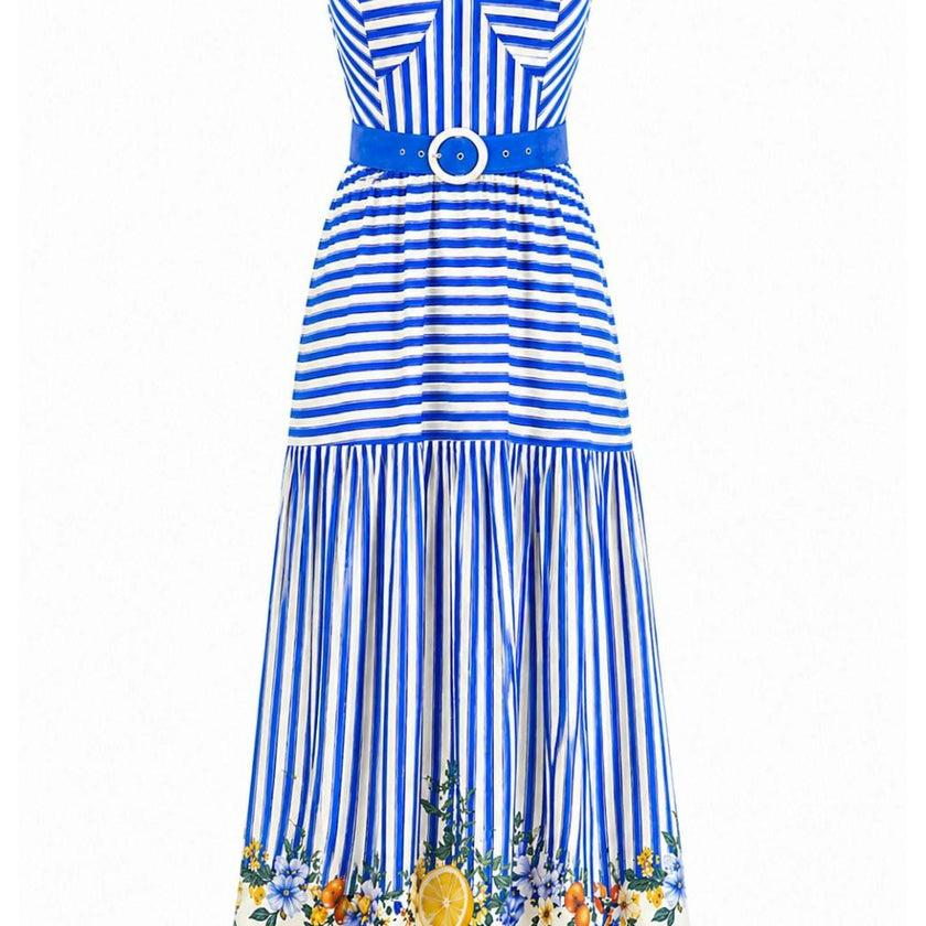 Jameson Italian Blue Stripe Midi Dress
