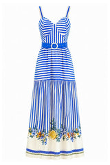 Jameson Italian Blue Stripe Midi Dress