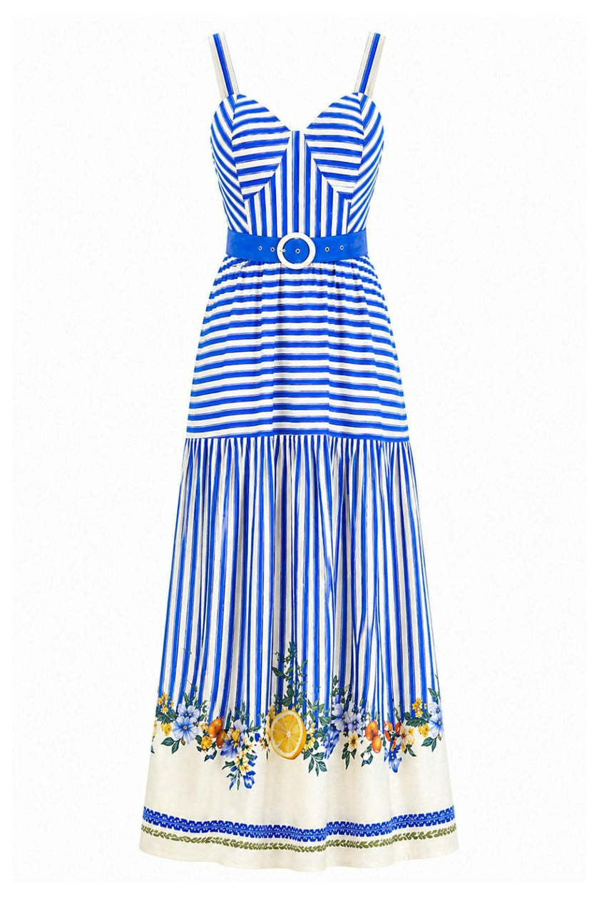 Jameson Italian Blue Stripe Midi Dress