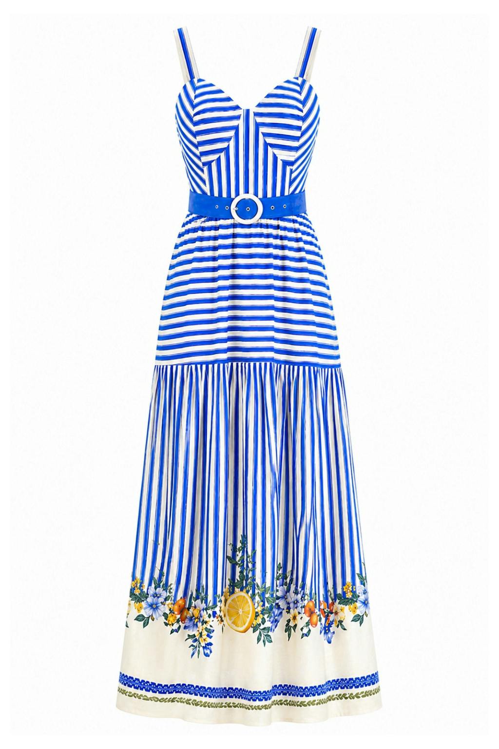 Jameson Italian Blue Stripe Midi Dress