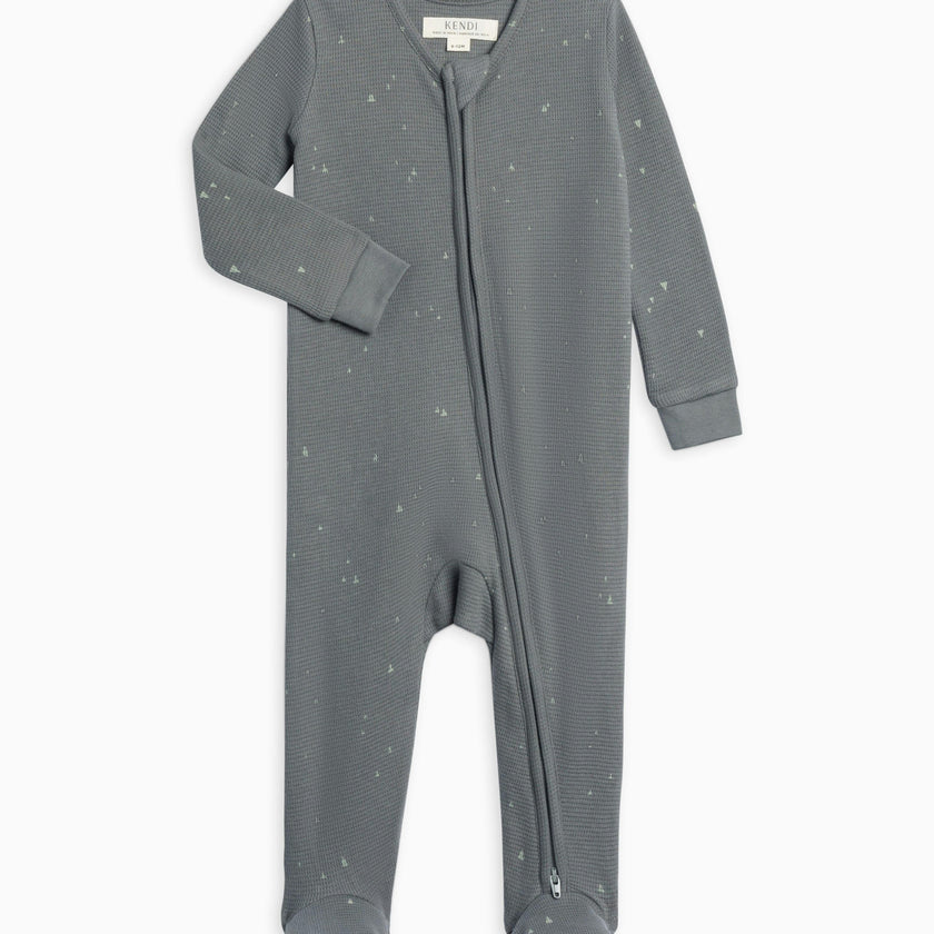 Lane Waffle Knit Zipper Sleeper Heather Oat
