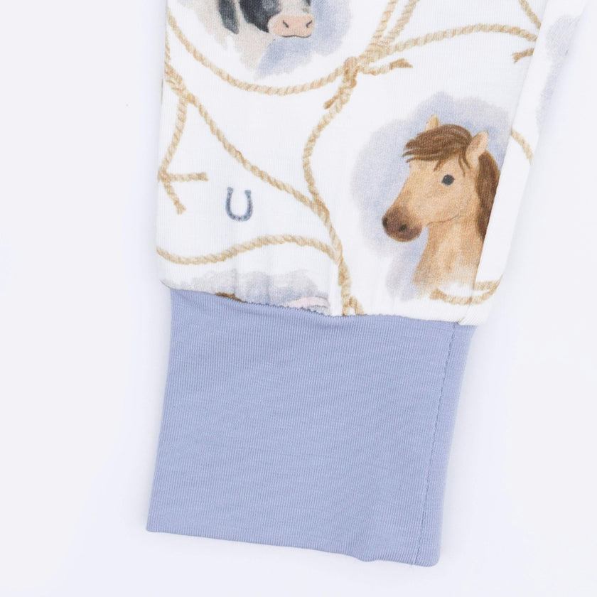 Farm Animals Rope Cameos Uni - Short Sleeve Loungewear Set