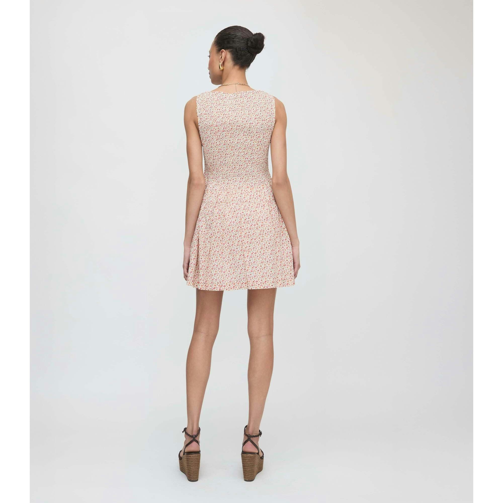 The Cosima Mini Nap Dress - Ivory Geo Ditsy