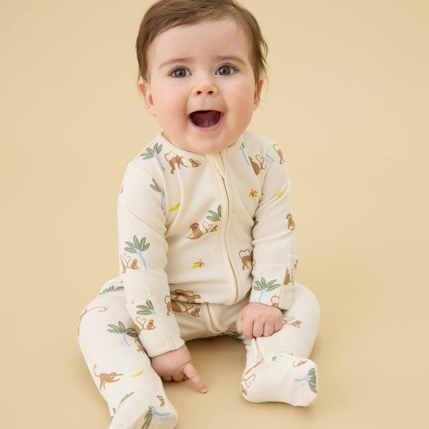 Monkeys Clever Zip Baby Pajamas