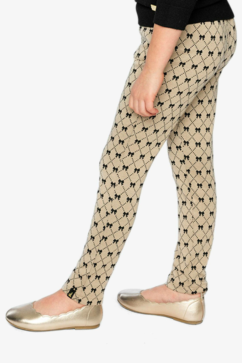 Treggings Beige Bow Tie Print